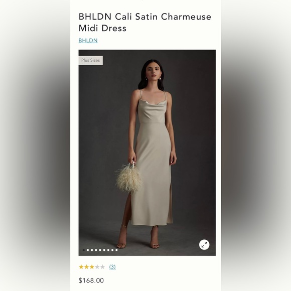 BHLDN Cali Satin Charmeuse in Champagne - Picture 2 of 3